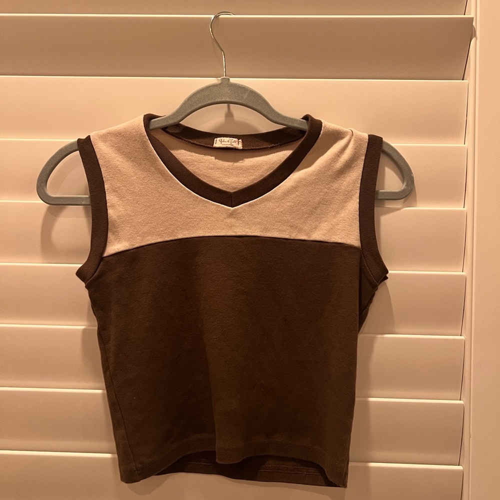 Brandy Melville brown and tan tank top